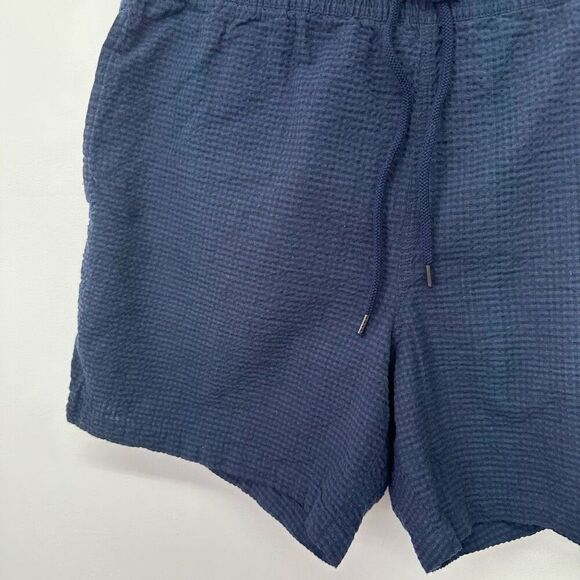 ASPESI Unisex Navy Cotton Seersucker Three Button Blazer Drawstring Short Set - Picture 10 of 14